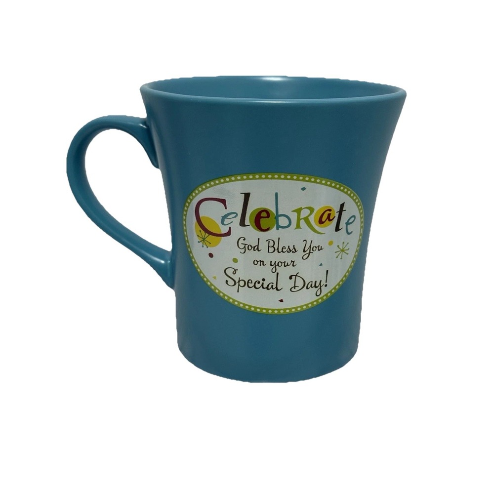 Abbey‎ Press Porcelain Coffee Cup / Mug Cake Celebrate God Bless You Special Day